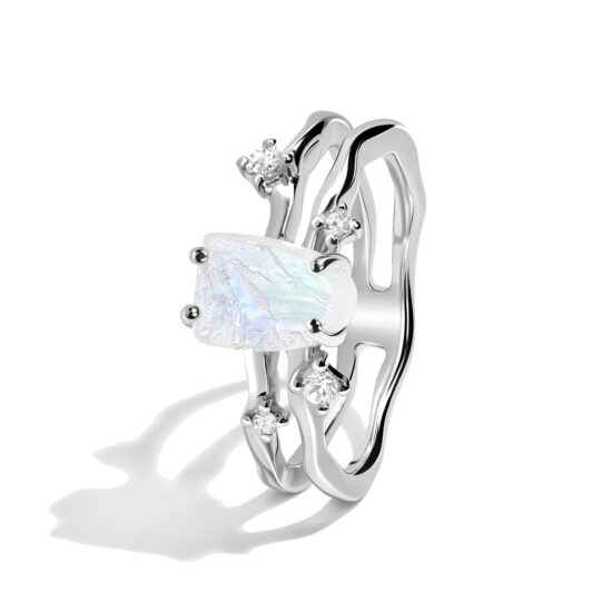 Flow Ring - Mondstein und weißer Topas - Seraphina