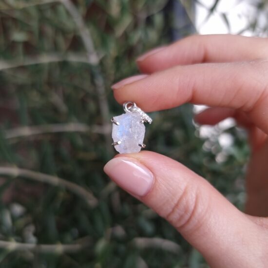 Ungeschliffener Pavé-Anhänger - Mondstein - Seraphina