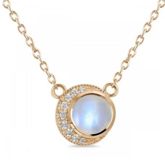 Damenhalskette aus Sterlingsilber ASTRA, Mondstein und weißem Topas