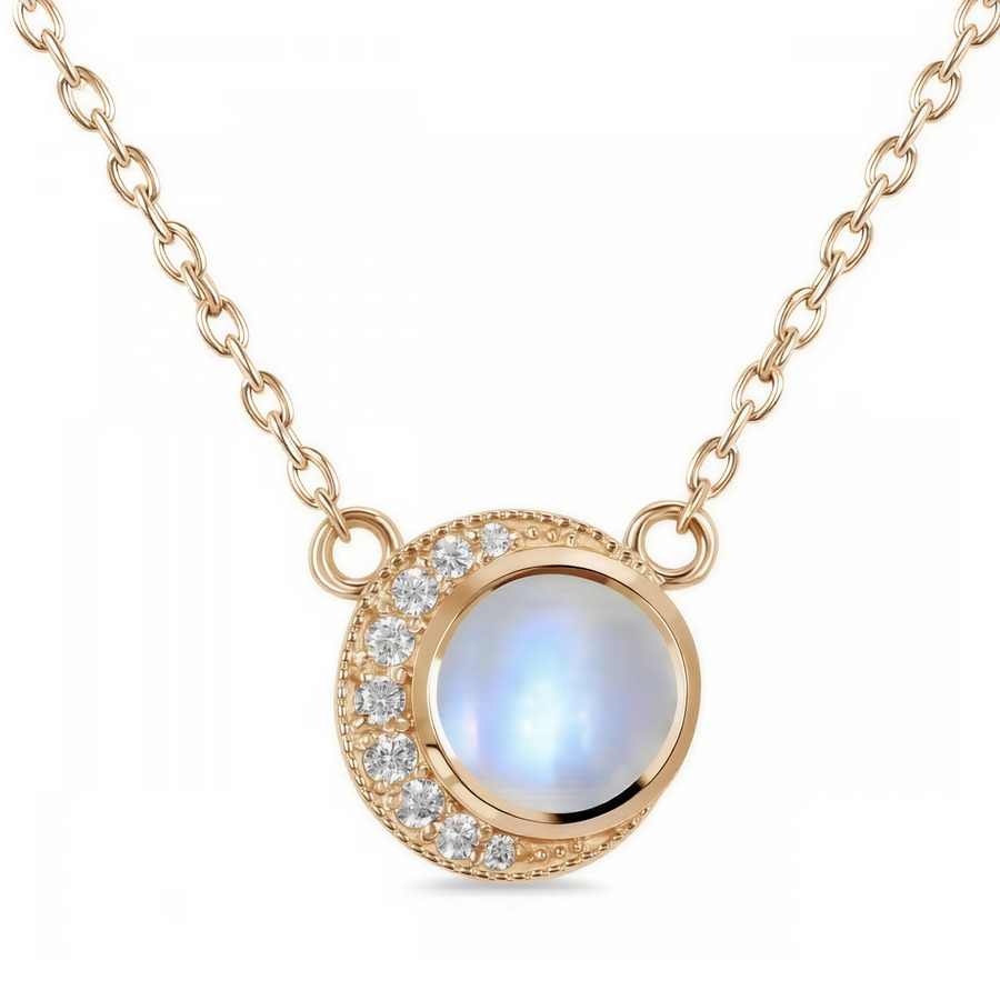 Damenhalskette aus Sterlingsilber ASTRA, Mondstein und weißem Topas