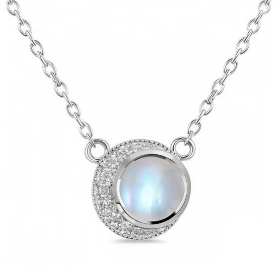 Damenhalskette aus Sterlingsilber ASTRA, Mondstein und weißem Topas