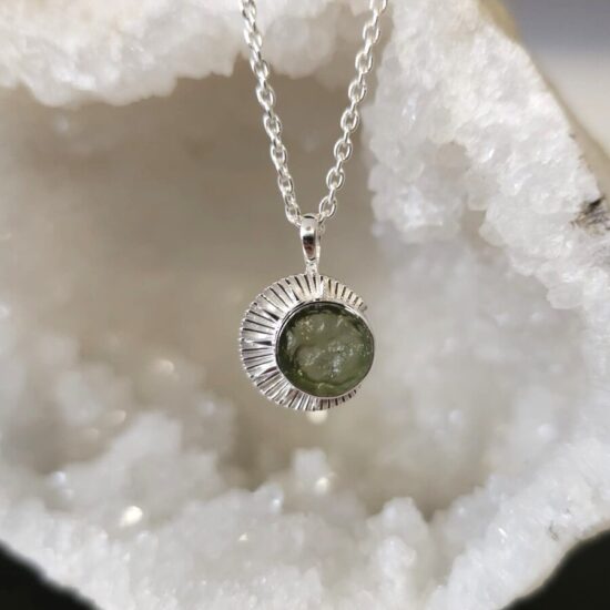 Damen-Anhänger aus Sterlingsilber LYRA, Moldavit