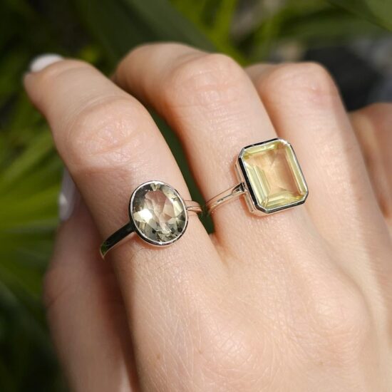 Ženski prstan iz srebra LOREN, Prasiolit