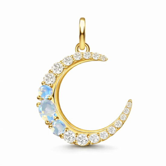 Ženski obesek iz srebra THEA, Mesečev kamen in Beli Topaz