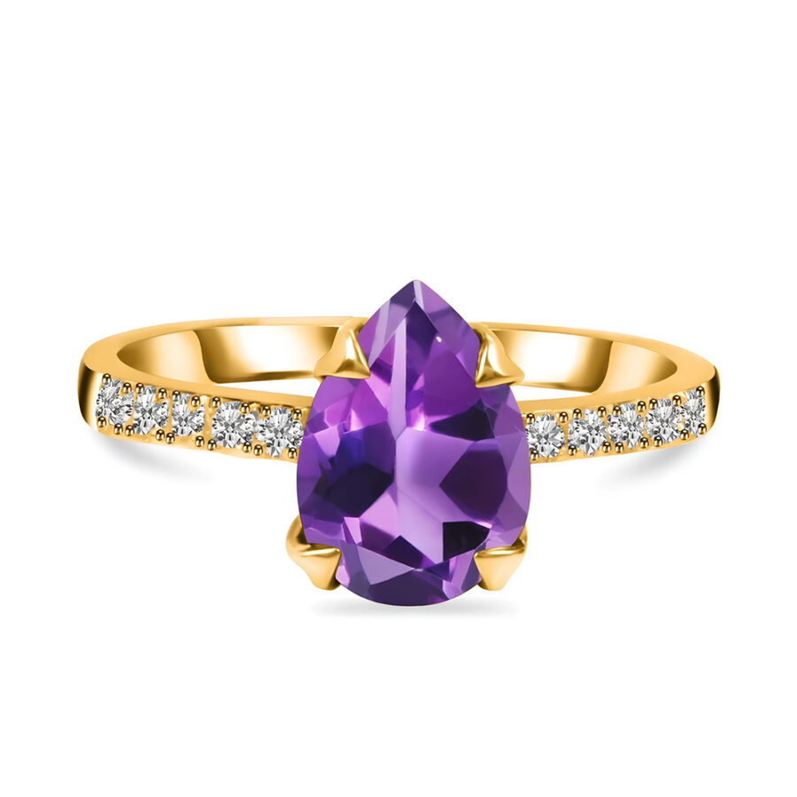 Ženski srebrni prsten EMPRESS PAVÉ, ametist i bijeli topaz