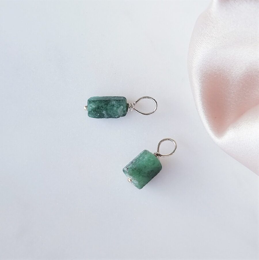 Ženski obesek iz srebra RAW BEAUTY, Smaragd