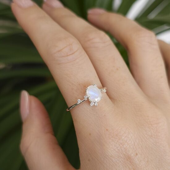 Burni prsten - mjesečev kamen i bijeli topaz - Seraphina