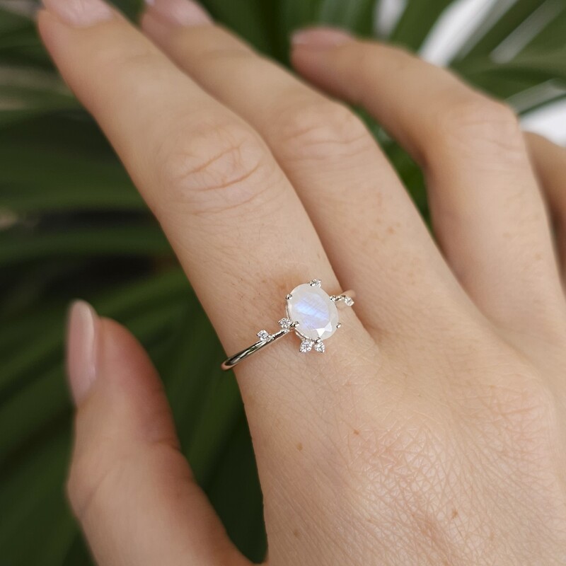 Burni prsten - mjesečev kamen i bijeli topaz - Seraphina