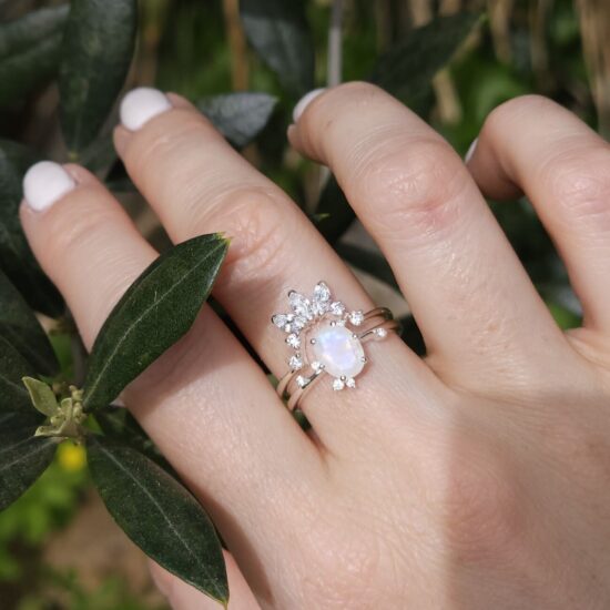 Burni prsten - mjesečev kamen i bijeli topaz - Seraphina