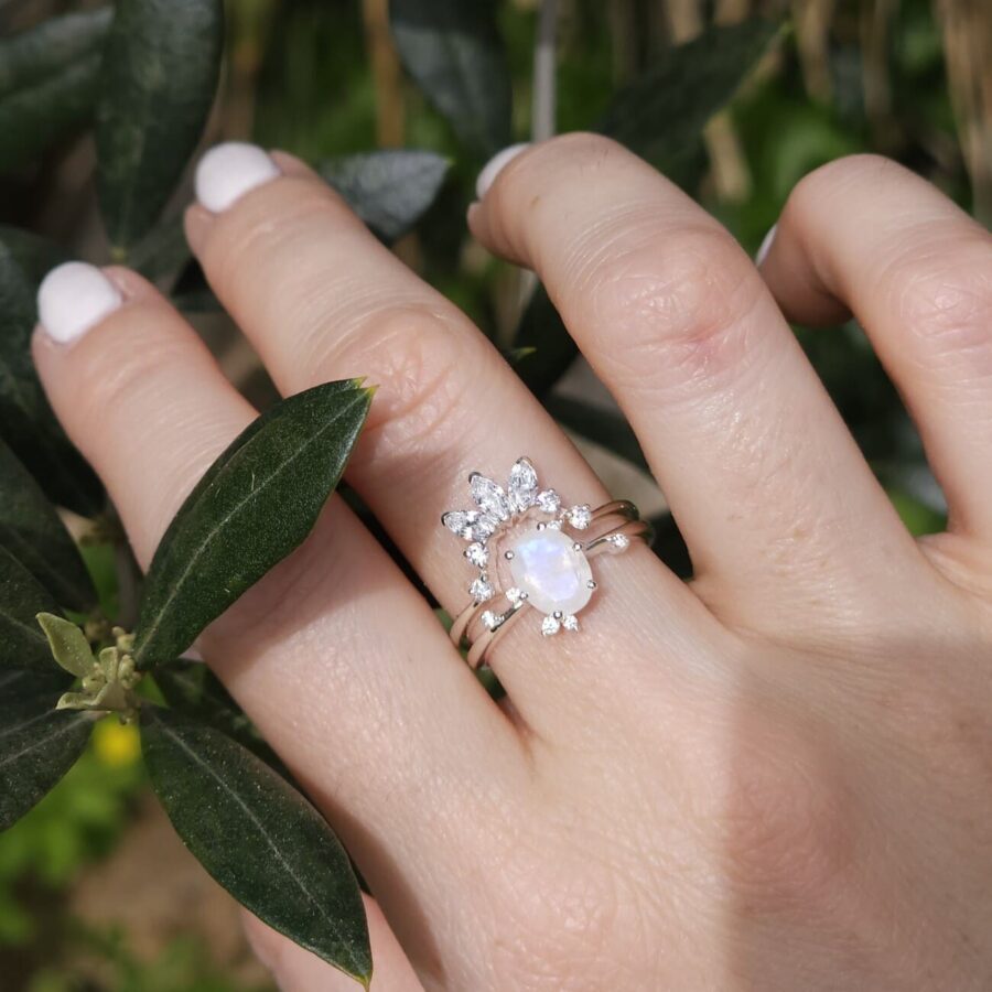 Burni prsten - mjesečev kamen i bijeli topaz - Seraphina
