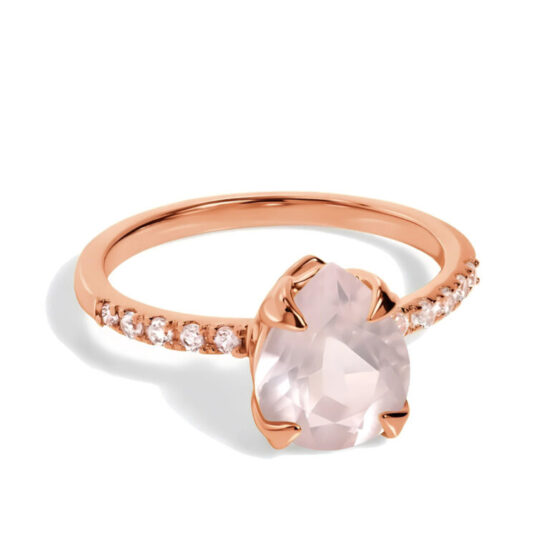 Ring Kaiserin Pavé - Rosenquarz und Weißer Topas - Seraphina