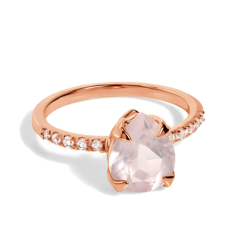 Ring Kaiserin Pavé - Rosenquarz und Weißer Topas - Seraphina