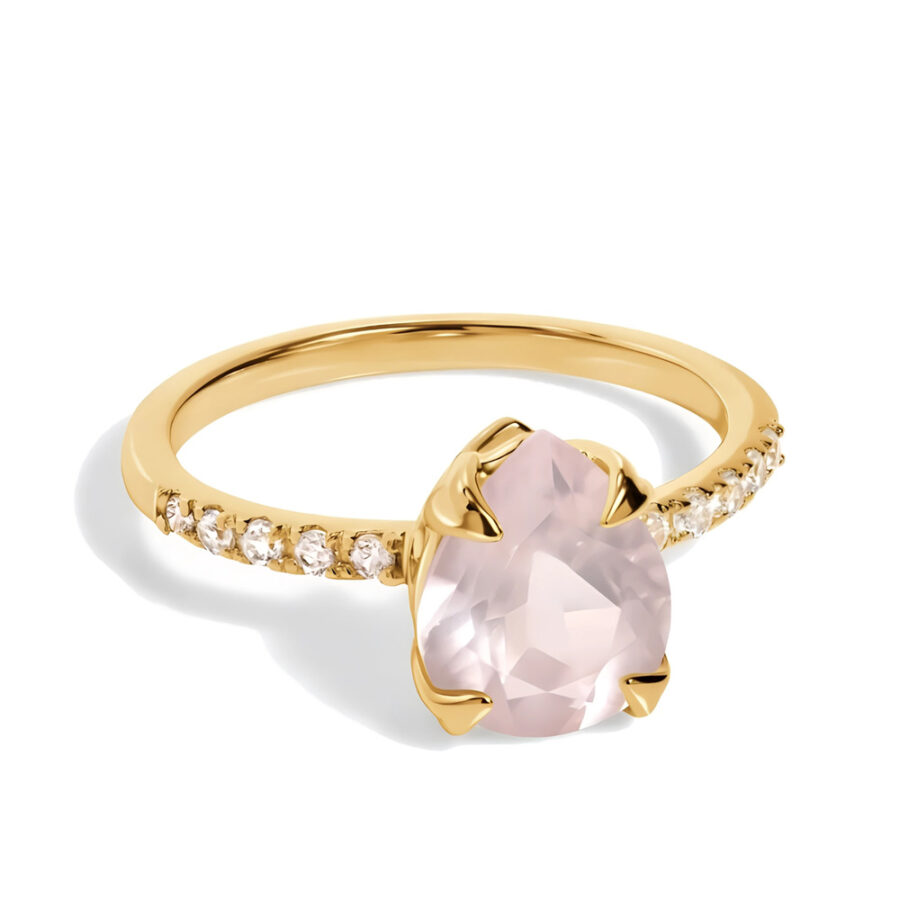 Ring Kaiserin Pavé - Rosenquarz und Weißer Topas - Seraphina