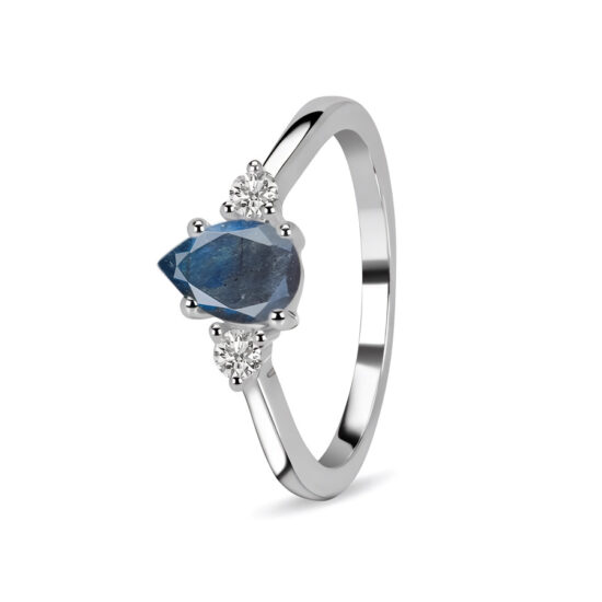 Ženski srebrni prsten INDIE, labradorit i bijeli topaz