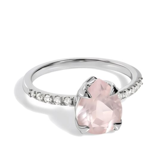 Ring Kaiserin Pavé - Rosenquarz und Weißer Topas - Seraphina