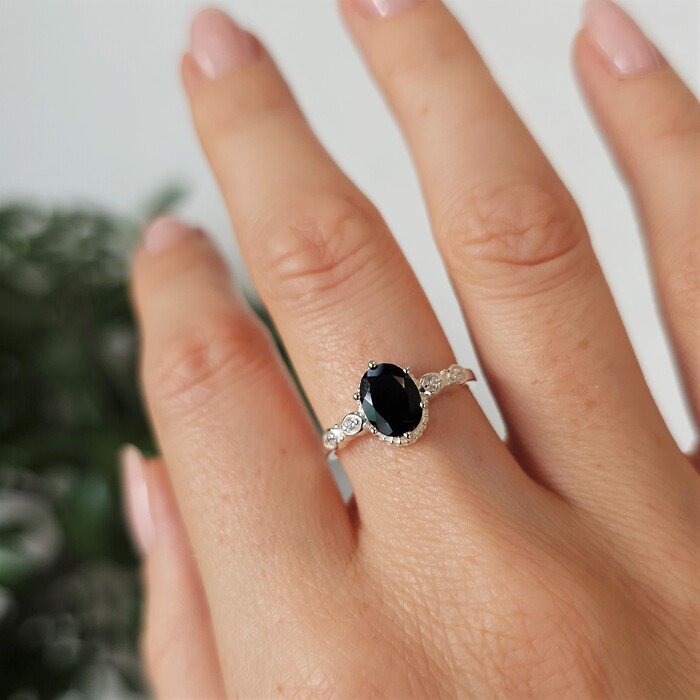 Ženski prstan iz srebra MAVIS, Turmalin in Beli Topaz