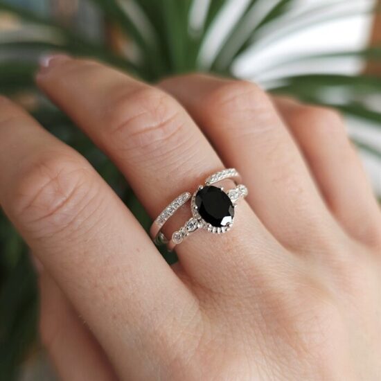 Ženski prstan iz srebra MAVIS, Turmalin in Beli Topaz