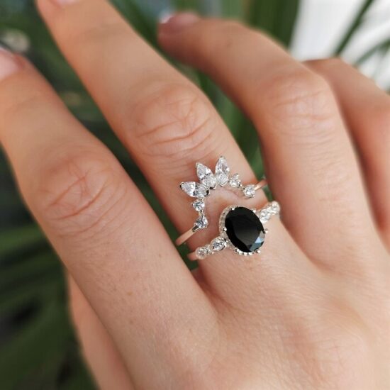 Ženski prstan iz srebra MAVIS, Turmalin in Beli Topaz