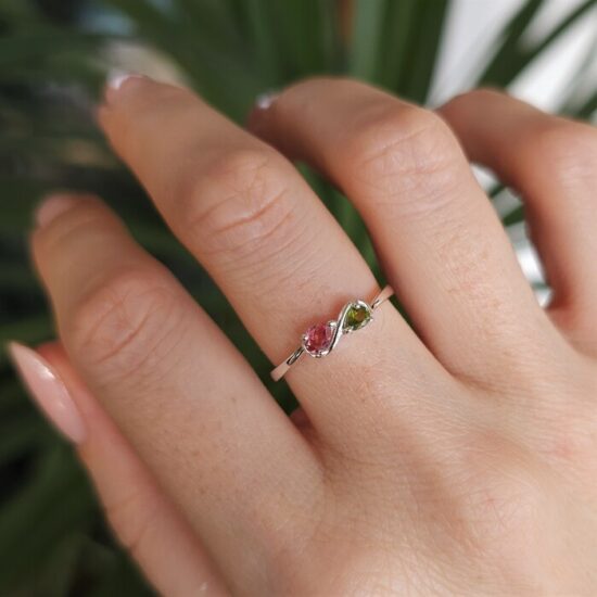 Ženski prstan iz srebra INFINITY, Turmalin