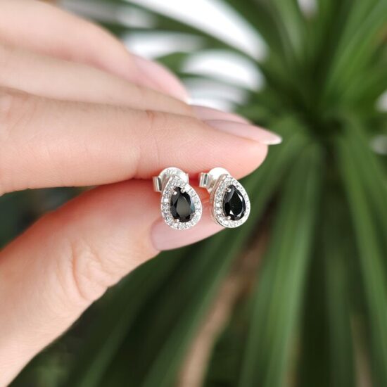 Uhani Anthea - Črni Turmalin in Beli Topaz - Seraphina