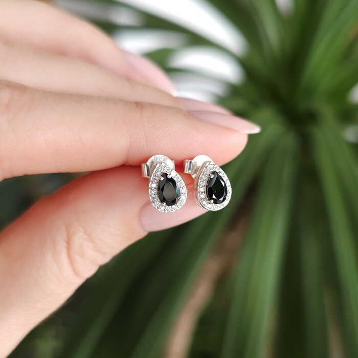 Uhani Anthea - Črni Turmalin in Beli Topaz - Seraphina