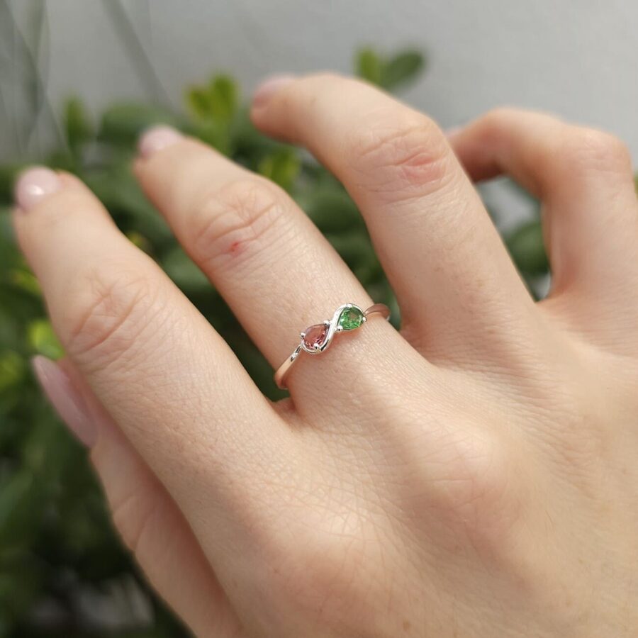 Ženski prstan iz srebra INFINITY, Turmalin