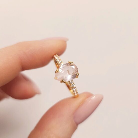 Ring Kaiserin Pavé - Rosenquarz und Weißer Topas - Seraphina