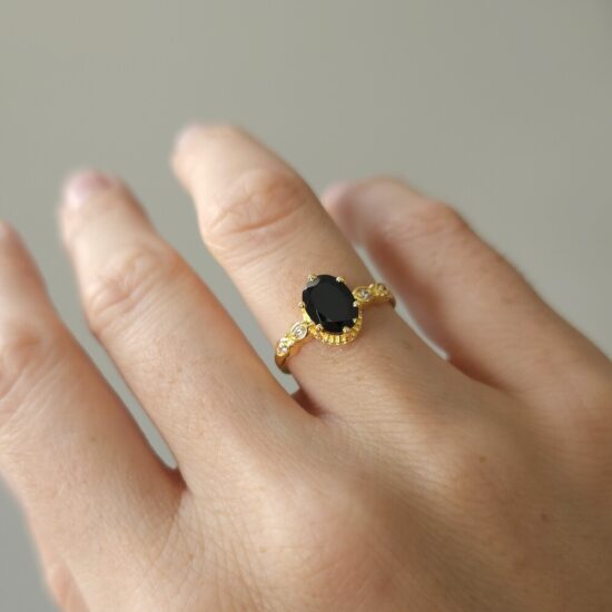 Ženski prstan iz srebra MAVIS, Turmalin in Beli Topaz