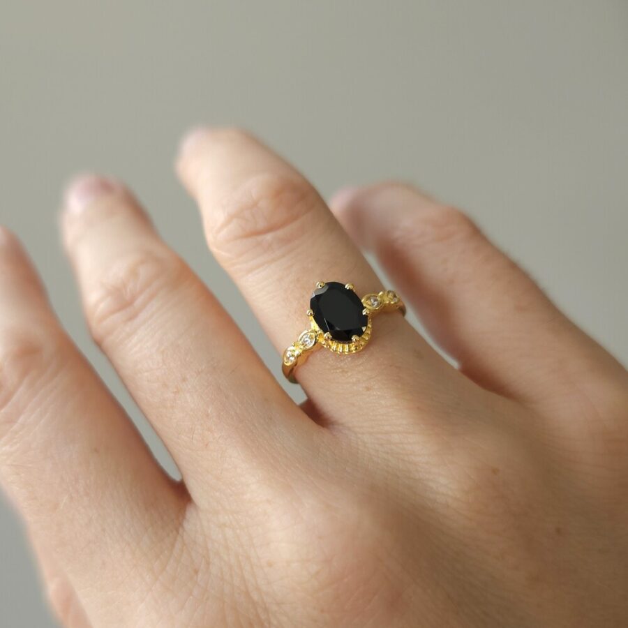 Ženski prstan iz srebra MAVIS, Turmalin in Beli Topaz