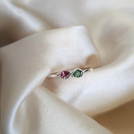 Ženski prstan iz srebra INFINITY, Turmalin