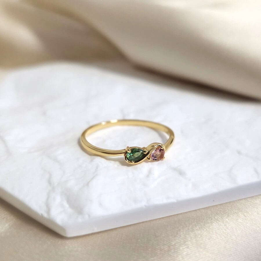 Ženski prstan iz srebra INFINITY, Turmalin