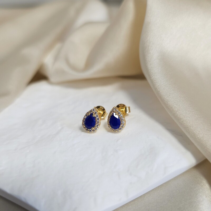 Ženski uhani iz srebra ANTHEA, Lapis in Beli Topaz