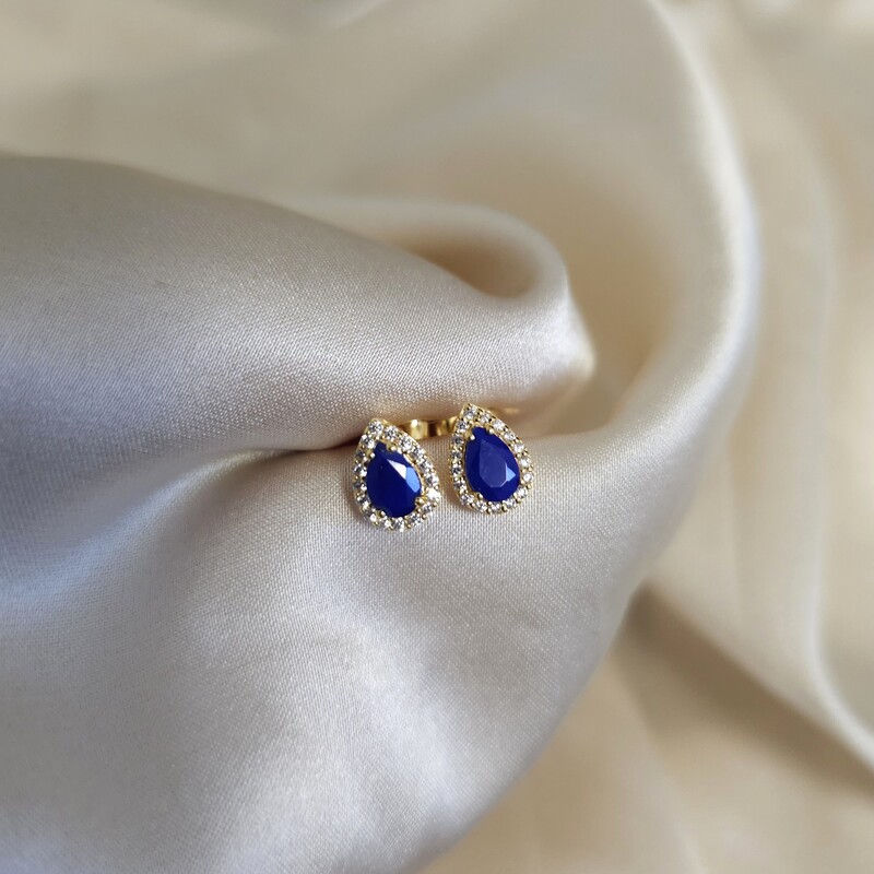 Ženski uhani iz srebra ANTHEA, Lapis in Beli Topaz