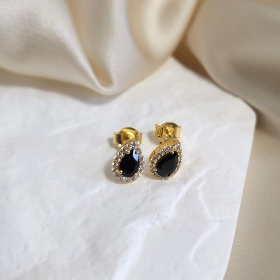 Ženski uhani iz srebra ANTHEA, Črni Turmalin in Beli Topaz