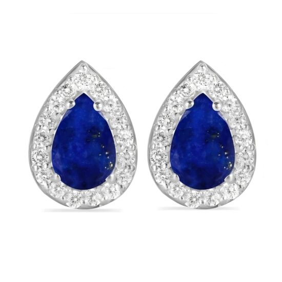 Ženski uhani iz srebra ANTHEA, Lapis in Beli Topaz