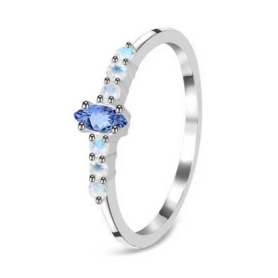 Ženski srebrni prsten SANTE, tanzanit i mjesečev kamen