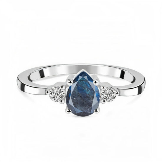 Ženski srebrni prsten INDIE, labradorit i bijeli topaz