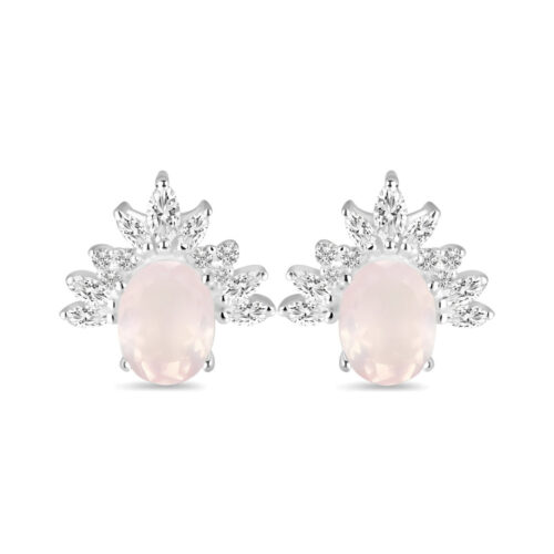 Trinity Ohrringe - Rosenquarz und weißer Topas - Seraphina