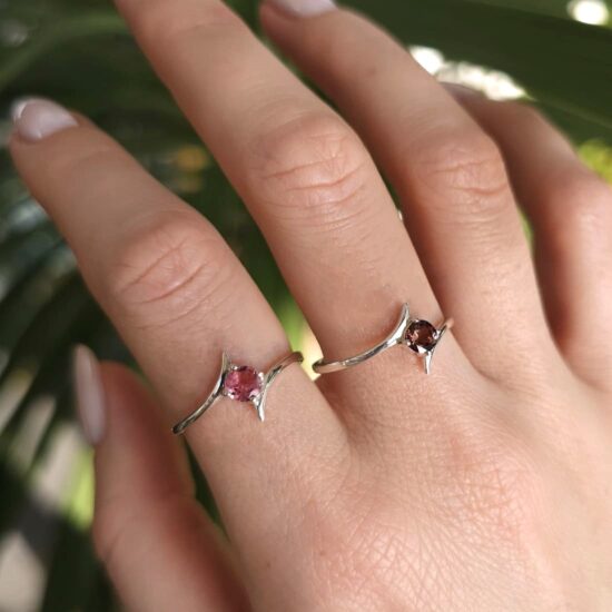 Ženski prstan iz srebra NYRA, Roza Turmalin