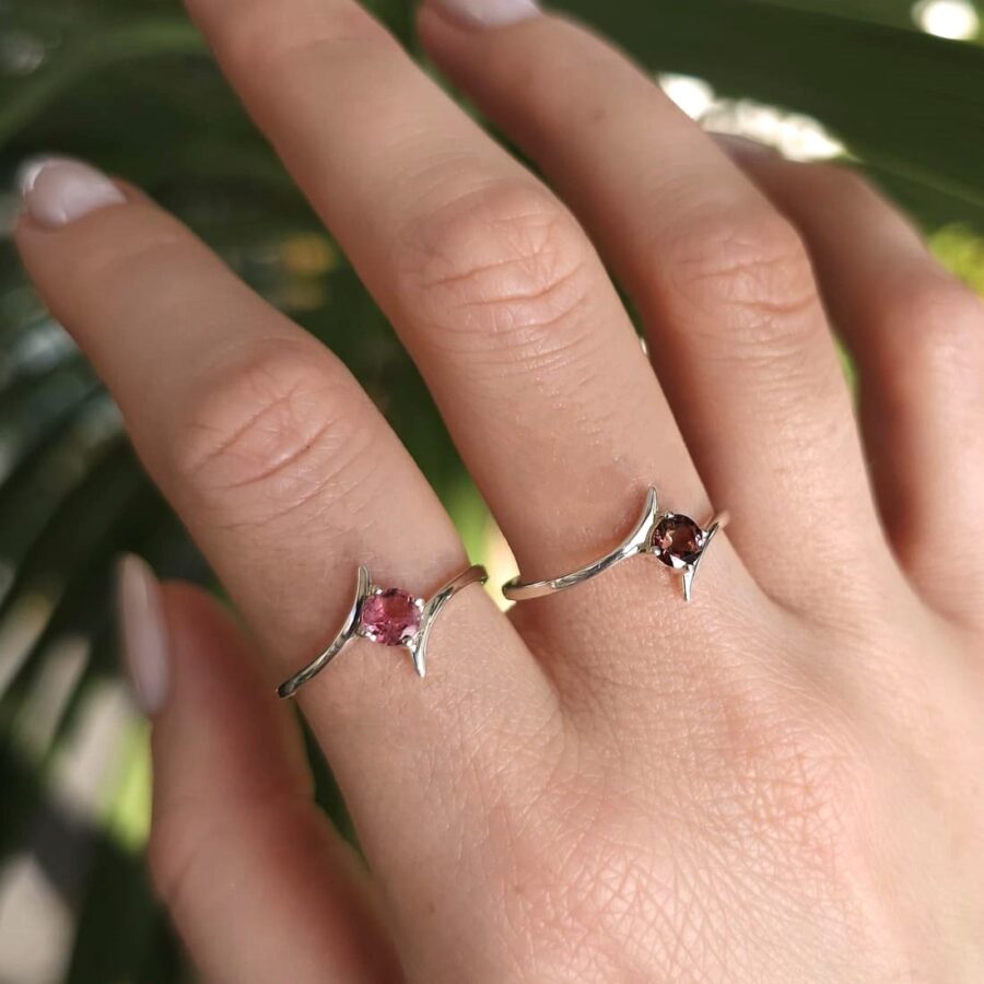 Ženski prstan iz srebra NYRA, Roza Turmalin