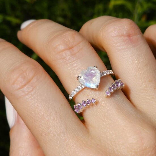 Prstan Aphrodite - Mesečev kamen in Beli Topaz - Seraphina