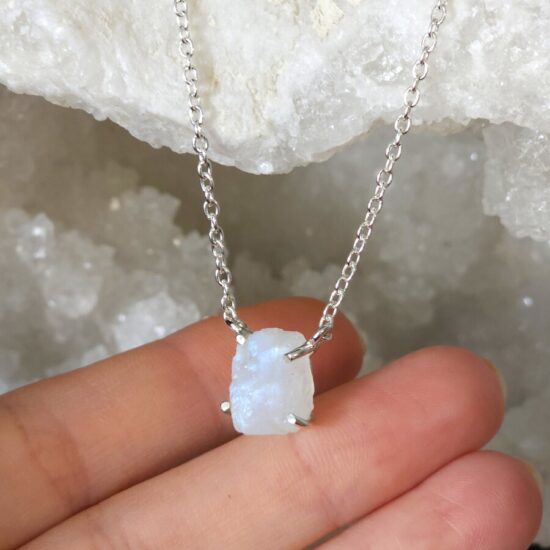 Damenhalskette aus Sterlingsilber RAW BEAUTY, Mondstein