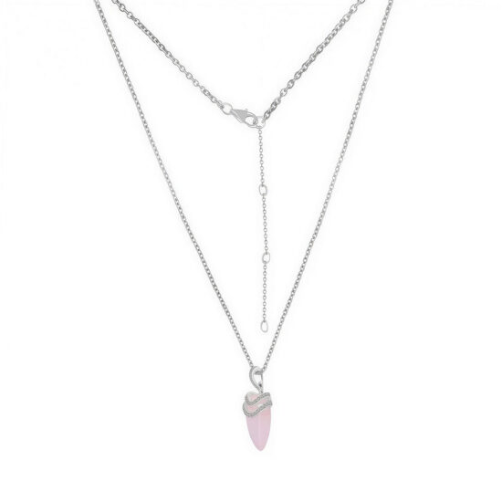 Silberne Damen-Halskette ANDROMEDA, Rosenquarz und weißer Topas