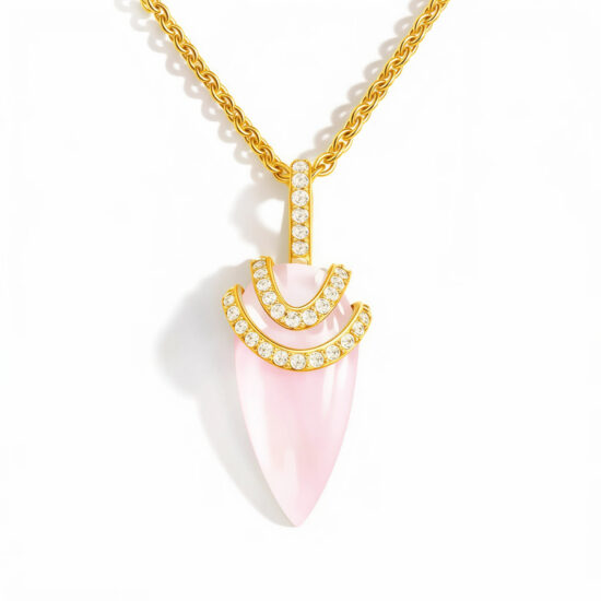 Silberne Damen-Halskette ANDROMEDA, Rosenquarz und weißer Topas