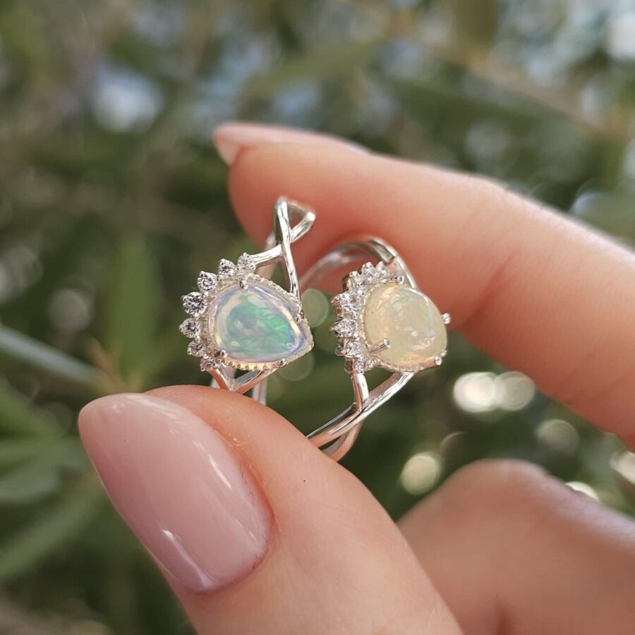 Prsten Lotus - Opal i bijeli topaz - Seraphina