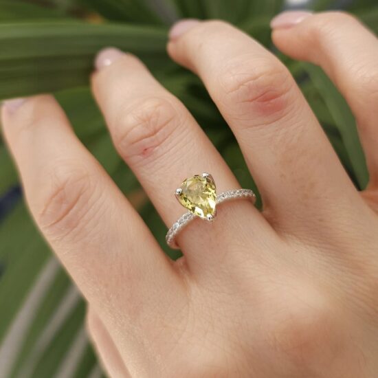 Prstan Flora - Limonin Kvarc in Beli Topaz - Seraphina