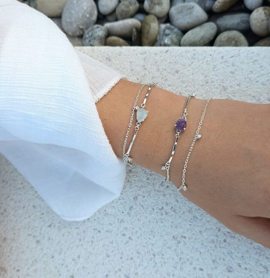 Doppelarmband Eloise - Amethyst und Weißer Topas - Seraphina Doppelarmband Eloise - Amethyst und Weißer Topas - Seraphina