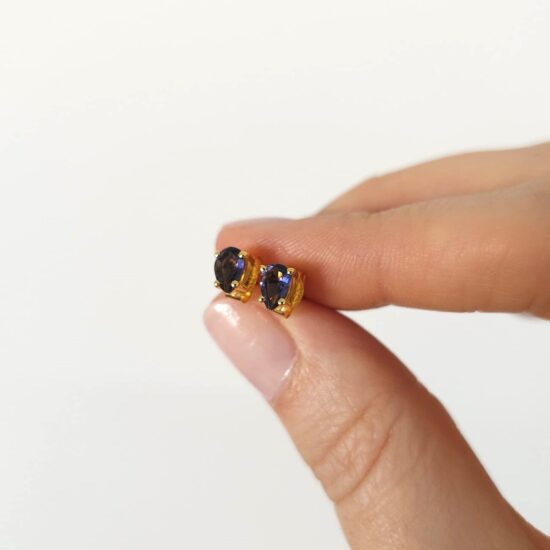 Ženske srebrne naušnice MINA, Iolit