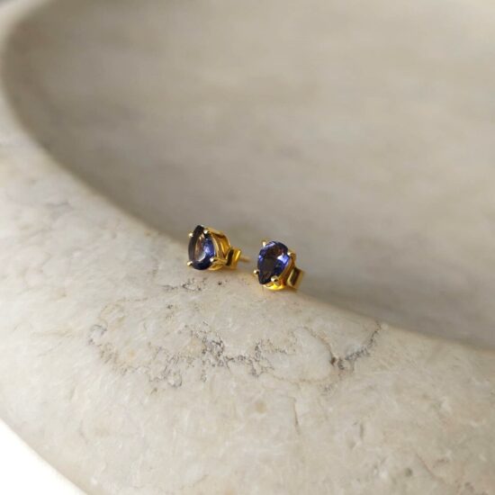 Ženske srebrne naušnice MINA, Iolit