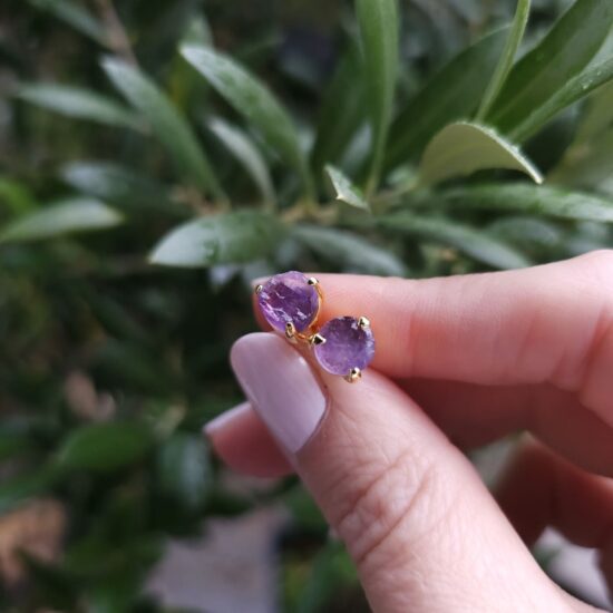 Ženski uhani iz srebra ZEN, Ametist